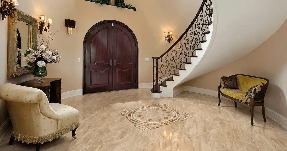 Entrance hall with professionally installed ceramic tile flooring in Irvine CA