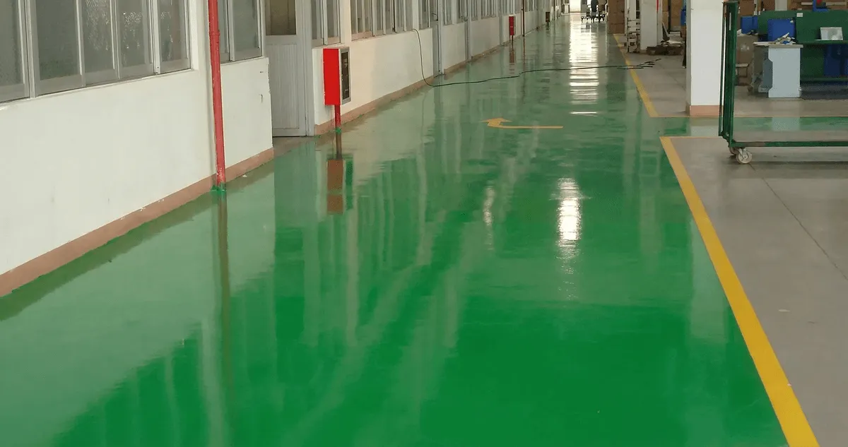 A factory floor professionally covered and marked with epoxy flooring in Irvine, CA